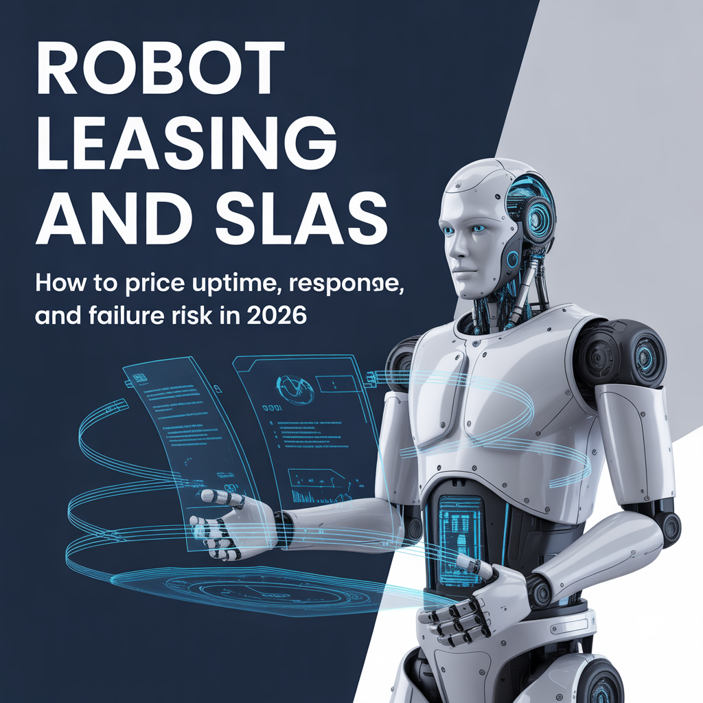 Operations leader reviewing robot SLA dashboards showing uptime, response time, and incident metrics.